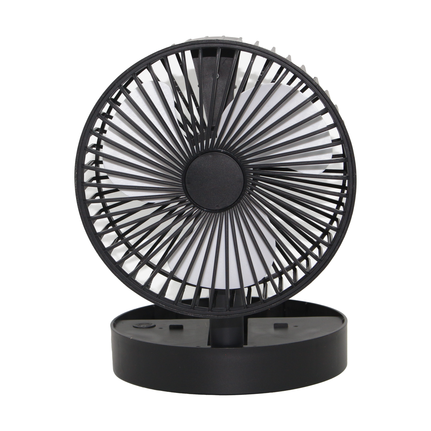 Foldable Desk Fan with Storage Base USB Charging Black