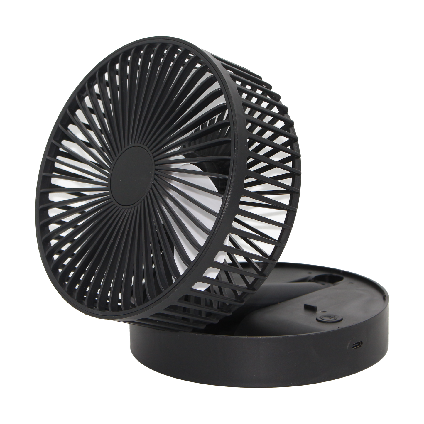 Foldable Desk Fan with Storage Base USB Charging Black