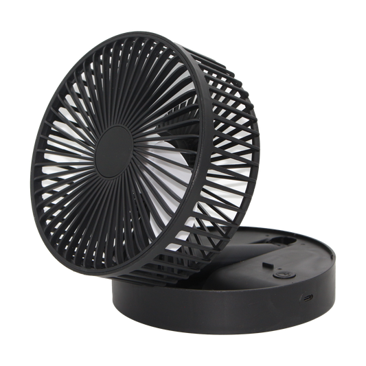 Foldable Desk Fan with Storage Base USB Charging Black