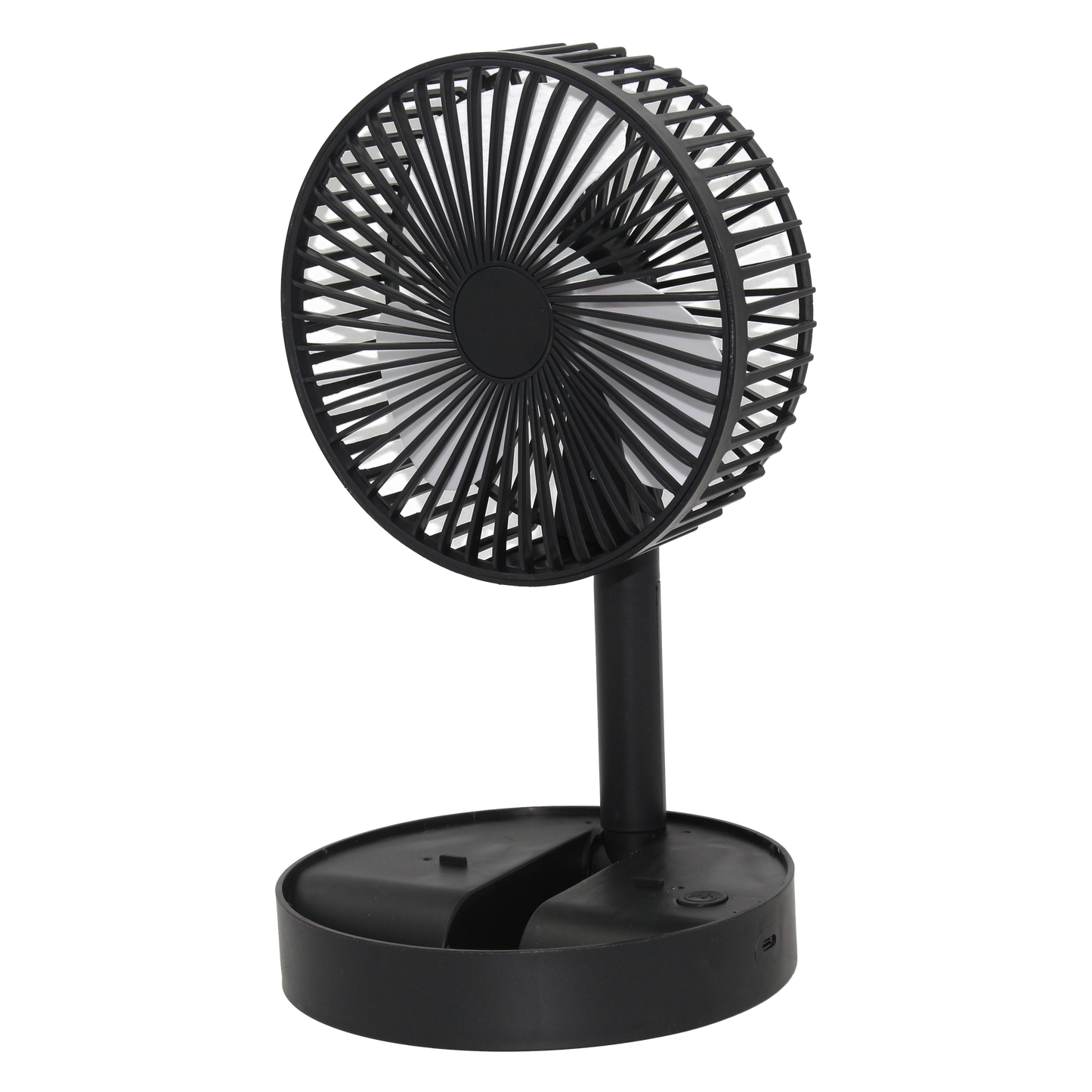 Foldable Desk Fan with Storage Base USB Charging Black