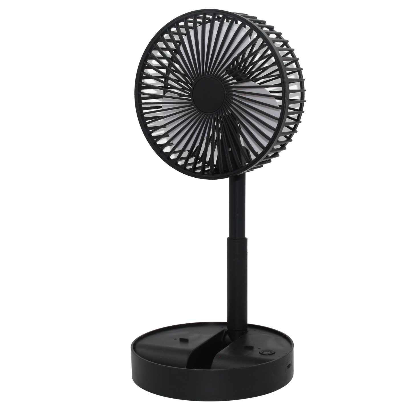 Foldable Desk Fan with Storage Base USB Charging Black