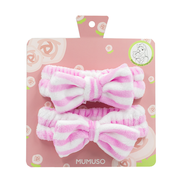 Mother & Daughter Headband Gift Set (Bowtie with Purple Stripes)