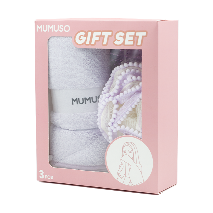 Face Towel & Bath Sponge & Hair Brush Gift Set