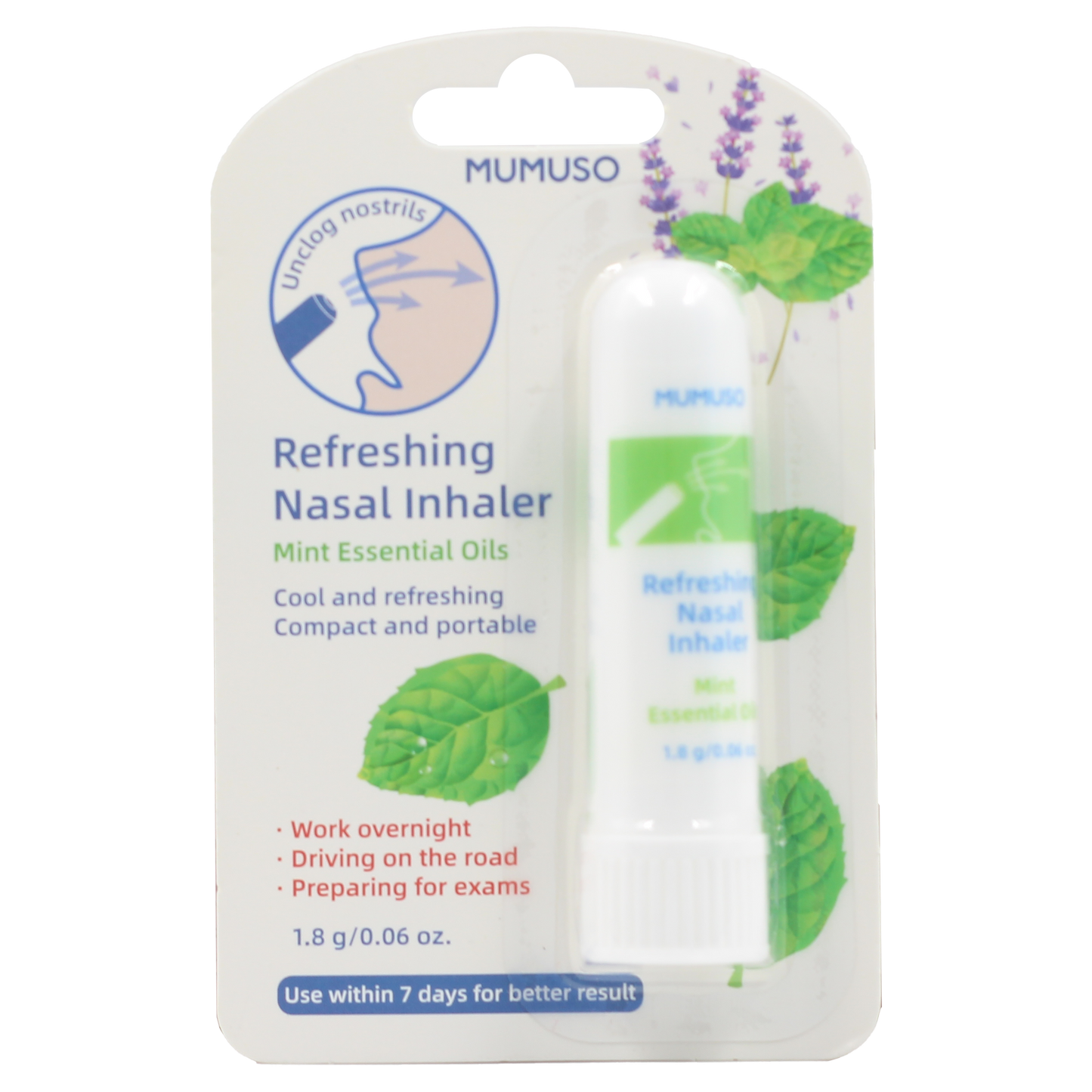 Refreshing Nasal Inhaler (Mint Essential Oils)