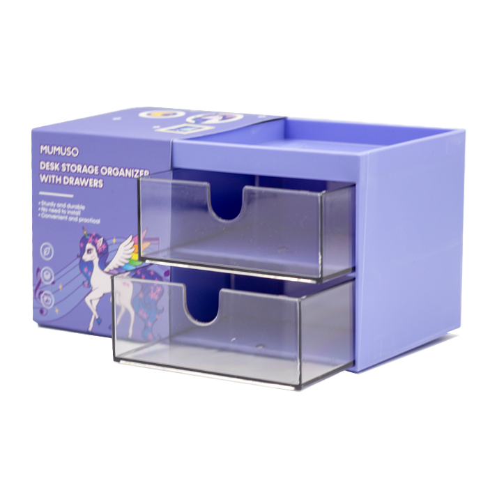 MUMUSO Unicorn Desk Organizer Purple Drawers MUMUSO Unicorn Desk Organizer Purple Drawers