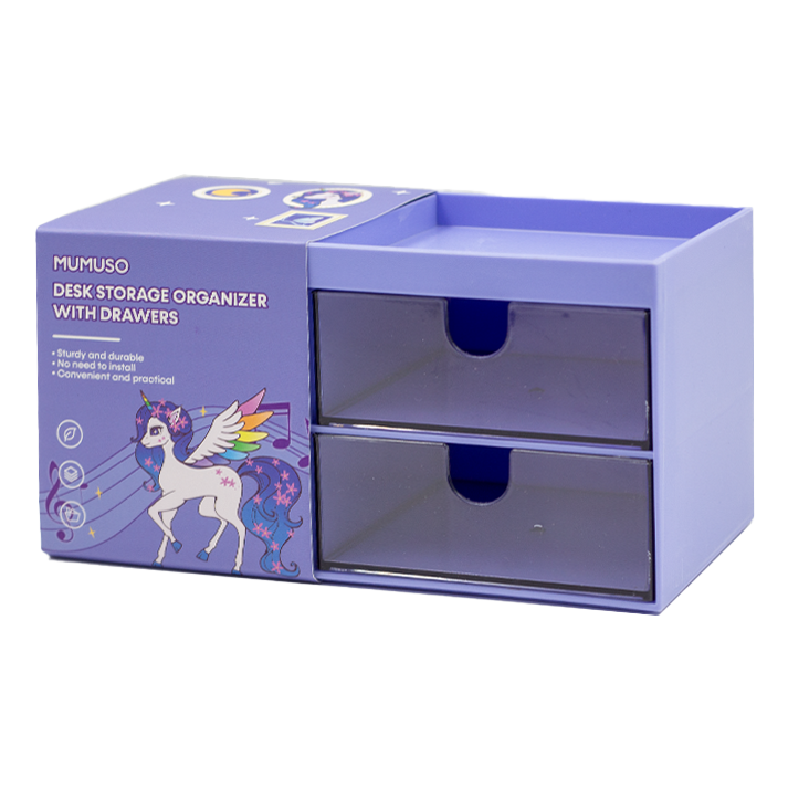 MUMUSO Unicorn Desk Organizer Purple Drawers MUMUSO Unicorn Desk Organizer Purple Drawers