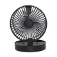 Foldable Desk Fan with Storage Base USB Charging Black