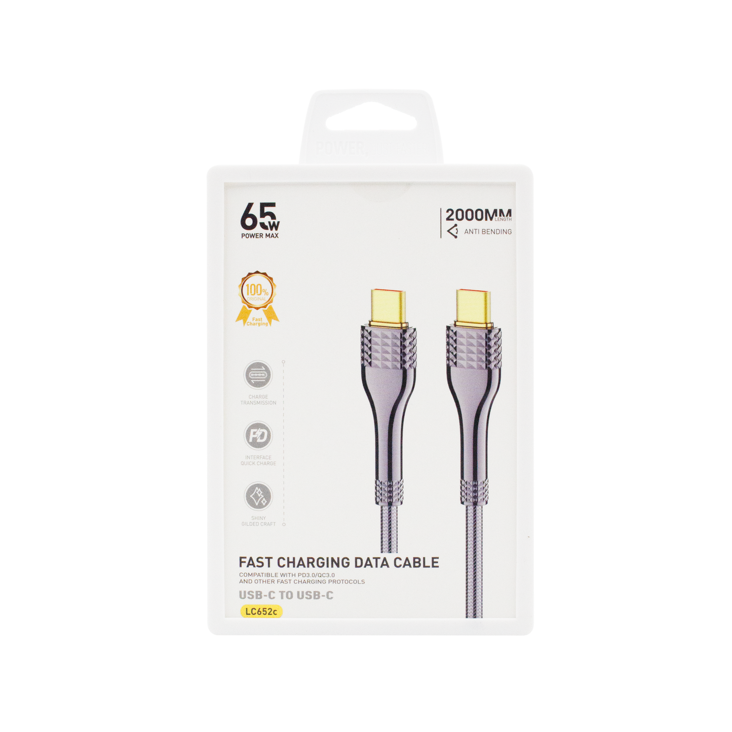 65w TypeC Data Cable Gray