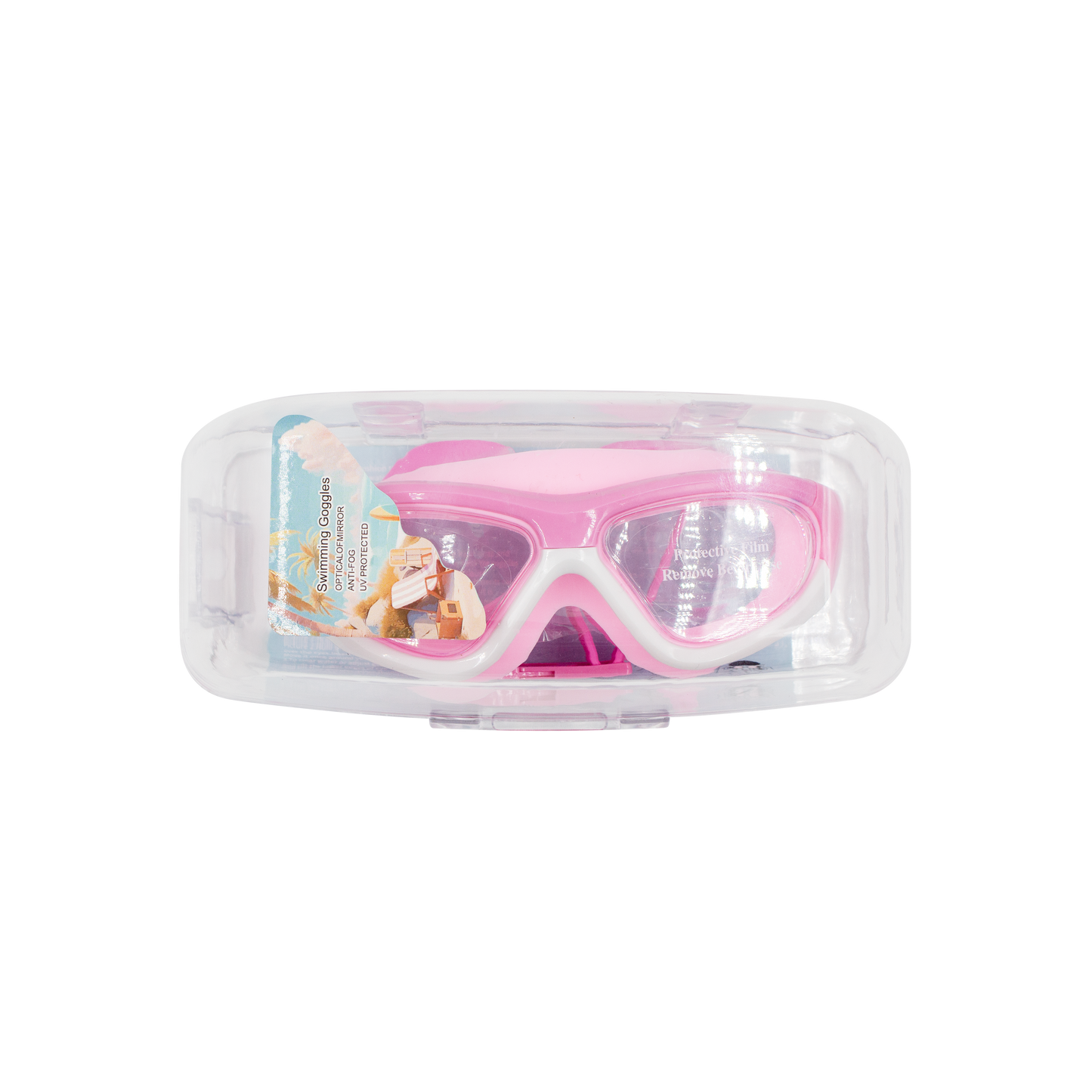 Children's anti-fog swimming goggles pink and white