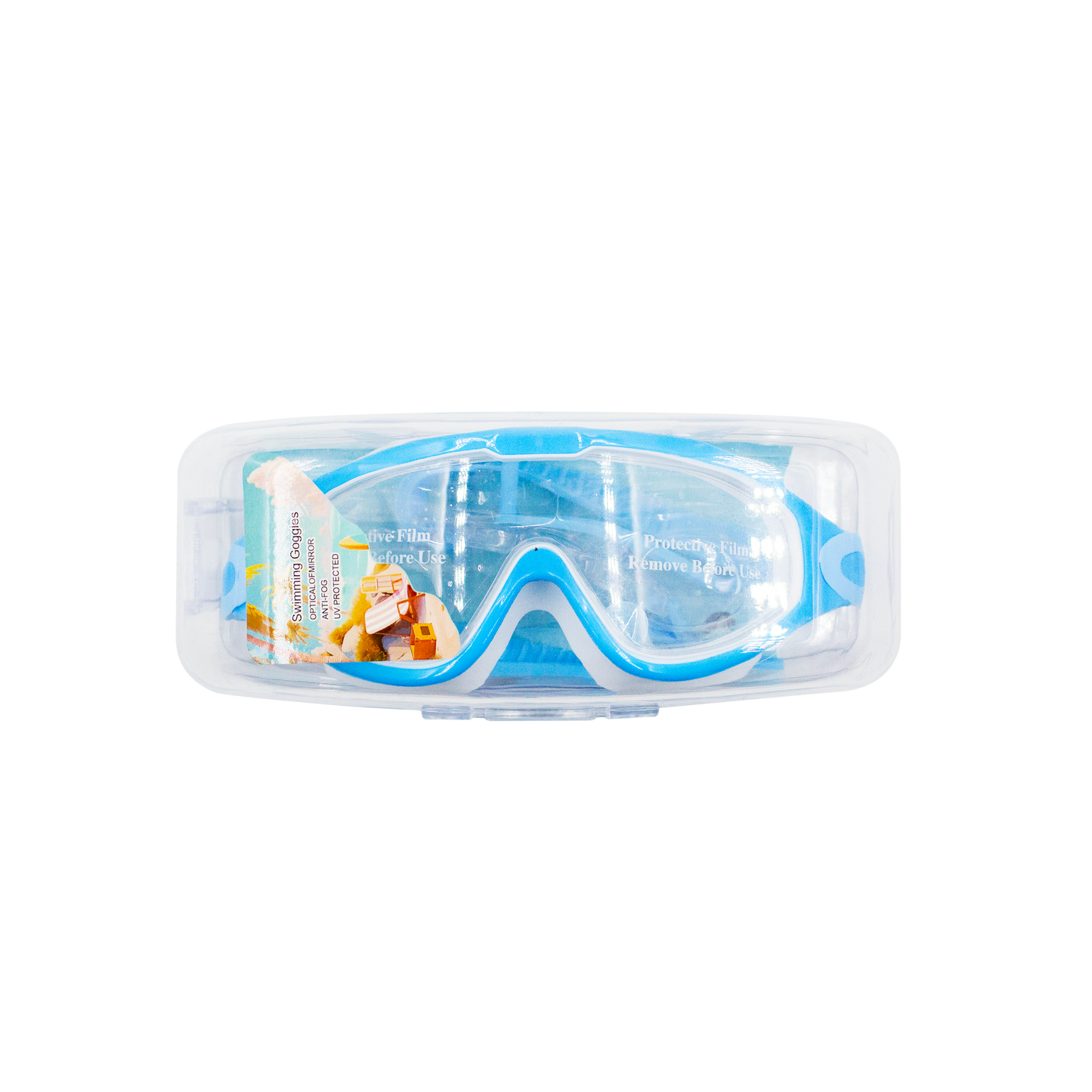 Children's large frame anti-fog goggles blue