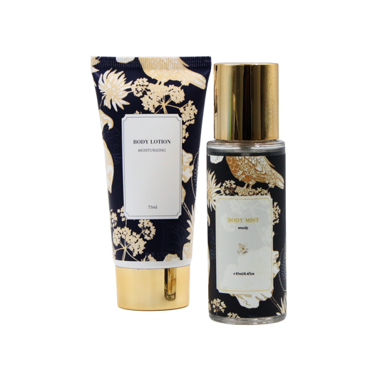 مجموعة العناية بالجسم برائحة الزهور الخشبية