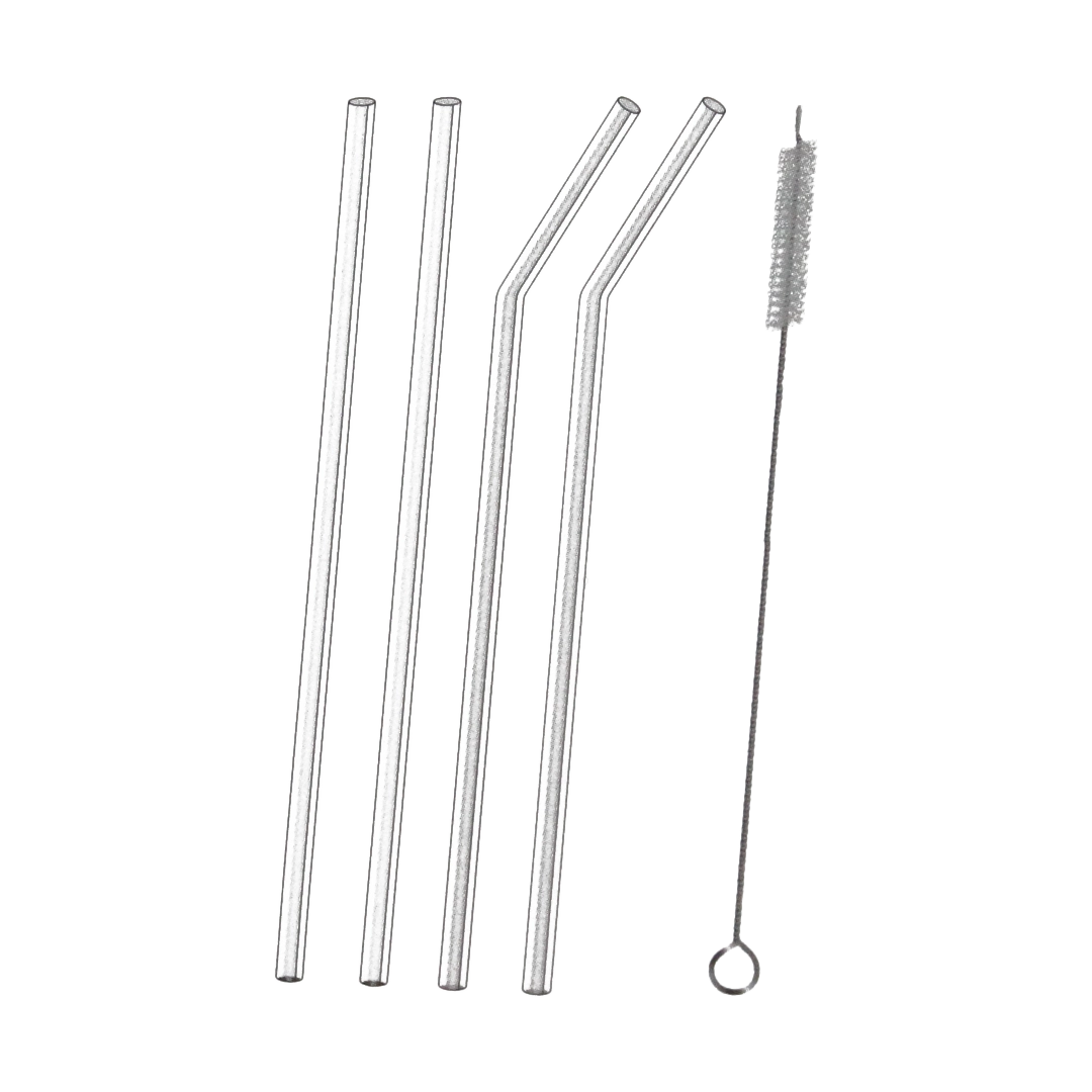 مصّاصات زجاجية مع فرشاة تنظيف — ٤ قطع