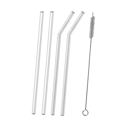 مصّاصات زجاجية مع فرشاة تنظيف — ٤ قطع