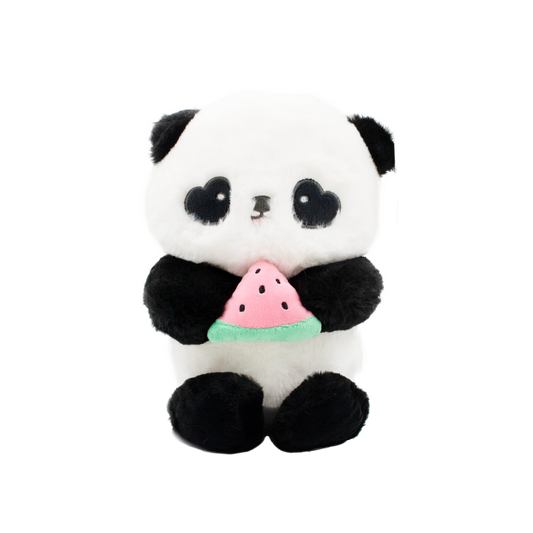 32 CM PLUSH TOY (CUTE PANDA WITH PINK FLOWER IN STANDING POSITION)